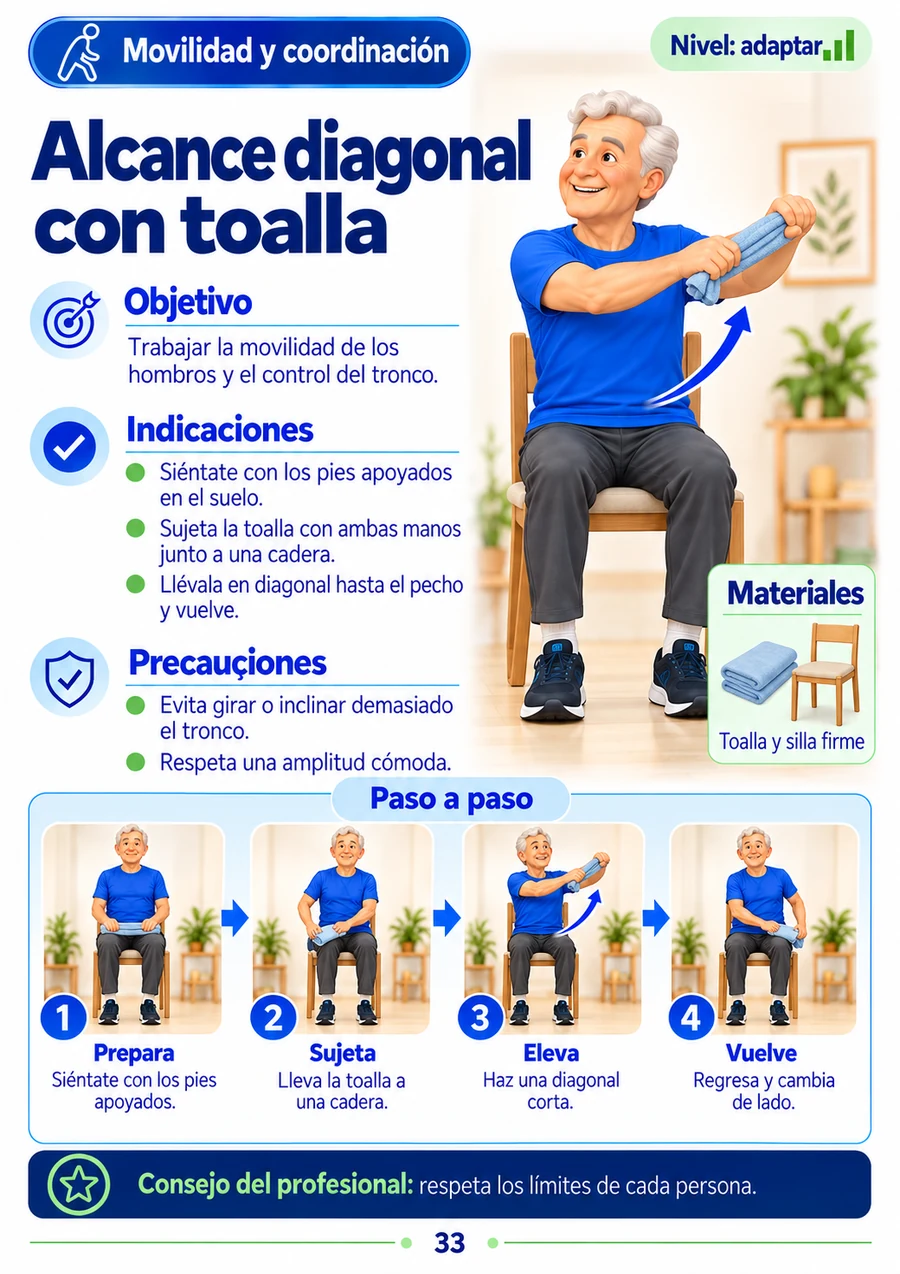 Vista previa: Alcance diagonal con toalla
